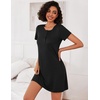 image:imageEkouaer 3 Pack Nightgowns for Women Short Sleeve Sleepshirt Night Shirts  Button Down Nightshirts Soft Pajama Dress Casual Sleepwear VNeck Sleep Dress Night Gowns for Sleep Home Daily Wear TravelBlackGreyPink Cherry Blossoms