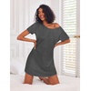 image:imageEkouaer 3 Pack Nightgowns for Women Short Sleeve Sleepshirt Night Shirts  Button Down Nightshirts Soft Pajama Dress Casual Sleepwear VNeck Sleep Dress Night Gowns for Sleep Home Daily Wear TravelBlackBlueGrey