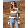 image:imageEkouaer 3 Pack Womens Long Sleeve Shirts Thumb Hole Tops Fall Clothes  Crew Neck T Shirts Loose Fit Thermal Undershirts Layering Casual Work Winter Outfits3pcs Black Brown Orange Stripe