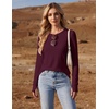image:imageEkouaer 3 Pack Womens Long Sleeve Shirts Thumb Hole Tops Fall Clothes  Crew Neck T Shirts Loose Fit Thermal Undershirts Layering Casual Work Winter Outfits3pcs Black Dark Grey Wine Red