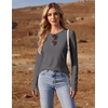 image:imageEkouaer 3 Pack Womens Long Sleeve Shirts Thumb Hole Tops Fall Clothes  Crew Neck T Shirts Loose Fit Thermal Undershirts Layering Casual Work Winter Outfits3pcs Black White Grey