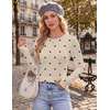 image:imageEkouaer 3 Pack Womens Long Sleeve Shirts Thumb Hole Tops Fall Clothes  Crew Neck T Shirts Loose Fit Thermal Undershirts Layering Casual Work Winter Outfits3pcs Black White Polka Dot Khaki