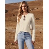 image:imageEkouaer 3 Pack Womens Long Sleeve Shirts Thumb Hole Tops Fall Clothes  Crew Neck T Shirts Loose Fit Thermal Undershirts Layering Casual Work Winter Outfits3pcs Black White Beige