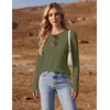 image:imageEkouaer 3 Pack Womens Long Sleeve Shirts Thumb Hole Tops Fall Clothes  Crew Neck T Shirts Loose Fit Thermal Undershirts Layering Casual Work Winter Outfits3pcs Army Green Beige Tea Leaf
