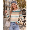 image:imageEkouaer 3 Pack Womens Long Sleeve Shirts Thumb Hole Tops Fall Clothes  Crew Neck T Shirts Loose Fit Thermal Undershirts Layering Casual Work Winter Outfits3pcs Black Brown Orange Stripe