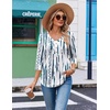 image:imageEkouaer 34 Length Sleeve Womens Tops V Neck Blouses Casual Pleated Shirts  Soft lightweight fabric 34 sleeve loose top with v neck front pleats and decorative buttons ideal for all occasionsBlue White Striped