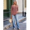 image:imageEkouaer 34 Length Sleeve Womens Tops V Neck Blouses Casual Pleated Shirts  Soft lightweight fabric 34 sleeve loose top with v neck front pleats and decorative buttons ideal for all occasionsRed Floral