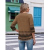 image:imageEkouaer 34 Length Sleeve Womens Tops V Neck Blouses Casual Pleated Shirts  Soft lightweight fabric 34 sleeve loose top with v neck front pleats and decorative buttons ideal for all occasionsBrown Boho