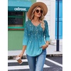 image:imageEkouaer 34 Length Sleeve Womens Tops V Neck Blouses Casual Pleated Shirts  Soft lightweight fabric 34 sleeve loose top with v neck front pleats and decorative buttons ideal for all occasionsWillow Flower