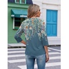image:imageEkouaer 34 Length Sleeve Womens Tops V Neck Blouses Casual Pleated Shirts  Soft lightweight fabric 34 sleeve loose top with v neck front pleats and decorative buttons ideal for all occasionsGrey Green Floral