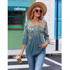 image:imageEkouaer 34 Length Sleeve Womens Tops V Neck Blouses Casual Pleated Shirts  Soft lightweight fabric 34 sleeve loose top with v neck front pleats and decorative buttons ideal for all occasionsGrey Green Floral
