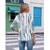 image:imageEkouaer 34 Length Sleeve Womens Tops V Neck Blouses Casual Pleated Shirts  Soft lightweight fabric 34 sleeve loose top with v neck front pleats and decorative buttons ideal for all occasionsBlue White Striped