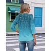 image:imageEkouaer 34 Length Sleeve Womens Tops V Neck Blouses Casual Pleated Shirts  Soft lightweight fabric 34 sleeve loose top with v neck front pleats and decorative buttons ideal for all occasionsWillow Flower