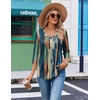 image:imageEkouaer 34 Length Sleeve Womens Tops V Neck Blouses Casual Pleated Shirts  Soft lightweight fabric 34 sleeve loose top with v neck front pleats and decorative buttons ideal for all occasionsMulticolor Striped