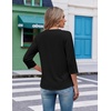 image:imageEkouaer 34 Length Sleeve Womens Tops V Neck Blouses Casual Pleated Shirts  Soft lightweight fabric 34 sleeve loose top with v neck front pleats and decorative buttons ideal for all occasionsBlack