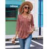 image:imageEkouaer 34 Length Sleeve Womens Tops V Neck Blouses Casual Pleated Shirts  Soft lightweight fabric 34 sleeve loose top with v neck front pleats and decorative buttons ideal for all occasionsRed Floral