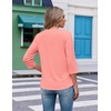 image:imageEkouaer 34 Length Sleeve Womens Tops V Neck Blouses Casual Pleated Shirts  Soft lightweight fabric 34 sleeve loose top with v neck front pleats and decorative buttons ideal for all occasionsCoral