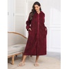 image:imageEkouaer Fleece Robes for Women Hooded Plush Zipper Front Long Bathrobe Warm House Robe Sleepwear with PocketsD Wine Red