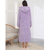 image:imageEkouaer Fleece Robes for Women Hooded Plush Zipper Front Long Bathrobe Warm House Robe Sleepwear with PocketsPurple Jacquard