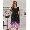 image:imageEkouaer House Dresses for Women with Pockets Short Sleeve Moo Moos  Floral Print Mumu Dresses Crewneck Pleated Front Button Moomoo Dress Ruffled Hem Soft Sleepwear for Lounge SleepBlack Pink Floral