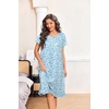 image:imageEkouaer House Dresses for Women with Pockets Short Sleeve Moo Moos  Floral Print Mumu Dresses Crewneck Pleated Front Button Moomoo Dress Ruffled Hem Soft Sleepwear for Lounge SleepBlue Flower