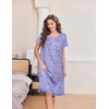 image:imageEkouaer House Dresses for Women with Pockets Short Sleeve Moo Moos  Floral Print Mumu Dresses Crewneck Pleated Front Button Moomoo Dress Ruffled Hem Soft Sleepwear for Lounge SleepLavender