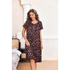 image:imageEkouaer House Dresses for Women with Pockets Short Sleeve Moo Moos  Floral Print Mumu Dresses Crewneck Pleated Front Button Moomoo Dress Ruffled Hem Soft Sleepwear for Lounge SleepWine Red Floral