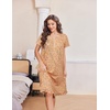 image:imageEkouaer House Dresses for Women with Pockets Short Sleeve Moo Moos  Floral Print Mumu Dresses Crewneck Pleated Front Button Moomoo Dress Ruffled Hem Soft Sleepwear for Lounge SleepOrange Flower