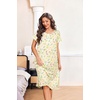 image:imageEkouaer House Dresses for Women with Pockets Short Sleeve Moo Moos  Floral Print Mumu Dresses Crewneck Pleated Front Button Moomoo Dress Ruffled Hem Soft Sleepwear for Lounge SleepGreen Leaf