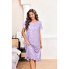 image:imageEkouaer House Dresses for Women with Pockets Short Sleeve Moo Moos  Floral Print Mumu Dresses Crewneck Pleated Front Button Moomoo Dress Ruffled Hem Soft Sleepwear for Lounge SleepPurple