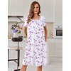 image:imageEkouaer House Dresses for Women with Pockets Short Sleeve Moo Moos  Floral Print Mumu Dresses Crewneck Pleated Front Button Moomoo Dress Ruffled Hem Soft Sleepwear for Lounge SleepPink Floral