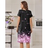 image:imageEkouaer House Dresses for Women with Pockets Short Sleeve Moo Moos  Floral Print Mumu Dresses Crewneck Pleated Front Button Moomoo Dress Ruffled Hem Soft Sleepwear for Lounge SleepBlack Pink Floral