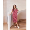 image:imageEkouaer House Dresses for Women with Pockets Short Sleeve Moo Moos  Floral Print Mumu Dresses Crewneck Pleated Front Button Moomoo Dress Ruffled Hem Soft Sleepwear for Lounge SleepRed Flower