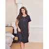 image:imageEkouaer House Dresses for Women with Pockets Short Sleeve Moo Moos  Floral Print Mumu Dresses Crewneck Pleated Front Button Moomoo Dress Ruffled Hem Soft Sleepwear for Lounge SleepBlack