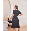 image:imageEkouaer House Dresses for Women with Pockets Short Sleeve Moo Moos  Floral Print Mumu Dresses Crewneck Pleated Front Button Moomoo Dress Ruffled Hem Soft Sleepwear for Lounge SleepBlack