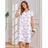 image:imageEkouaer House Dresses for Women with Pockets Short Sleeve Moo Moos  Floral Print Mumu Dresses Crewneck Pleated Front Button Moomoo Dress Ruffled Hem Soft Sleepwear for Lounge SleepPink Floral