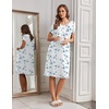image:imageEkouaer House Dresses for Women with Pockets Short Sleeve Moo Moos  Floral Print Mumu Dresses Crewneck Pleated Front Button Moomoo Dress Ruffled Hem Soft Sleepwear for Lounge SleepBlue Floral