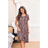 image:imageEkouaer House Dresses for Women with Pockets Short Sleeve Moo Moos  Floral Print Mumu Dresses Crewneck Pleated Front Button Moomoo Dress Ruffled Hem Soft Sleepwear for Lounge SleepBlack Red Floral