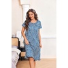 image:imageEkouaer House Dresses for Women with Pockets Short Sleeve Moo Moos  Floral Print Mumu Dresses Crewneck Pleated Front Button Moomoo Dress Ruffled Hem Soft Sleepwear for Lounge SleepBlue