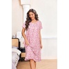 image:imageEkouaer House Dresses for Women with Pockets Short Sleeve Moo Moos  Floral Print Mumu Dresses Crewneck Pleated Front Button Moomoo Dress Ruffled Hem Soft Sleepwear for Lounge SleepPink Flower