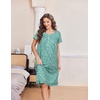 image:imageEkouaer House Dresses for Women with Pockets Short Sleeve Moo Moos  Floral Print Mumu Dresses Crewneck Pleated Front Button Moomoo Dress Ruffled Hem Soft Sleepwear for Lounge SleepGreen Flower