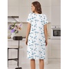 image:imageEkouaer House Dresses for Women with Pockets Short Sleeve Moo Moos  Floral Print Mumu Dresses Crewneck Pleated Front Button Moomoo Dress Ruffled Hem Soft Sleepwear for Lounge SleepBlue Floral