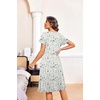 image:imageEkouaer House Dresses for Women with Pockets Short Sleeve Moo Moos  Floral Print Mumu Dresses Crewneck Pleated Front Button Moomoo Dress Ruffled Hem Soft Sleepwear for Lounge SleepApricot Blue Floral