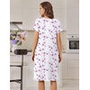 image:imageEkouaer House Dresses for Women with Pockets Short Sleeve Moo Moos  Floral Print Mumu Dresses Crewneck Pleated Front Button Moomoo Dress Ruffled Hem Soft Sleepwear for Lounge SleepPink Floral