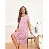image:imageEkouaer House Dresses for Women with Pockets Short Sleeve Moo Moos  Floral Print Mumu Dresses Crewneck Pleated Front Button Moomoo Dress Ruffled Hem Soft Sleepwear for Lounge SleepPink Flower