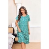 image:imageEkouaer House Dresses for Women with Pockets Short Sleeve Moo Moos  Floral Print Mumu Dresses Crewneck Pleated Front Button Moomoo Dress Ruffled Hem Soft Sleepwear for Lounge SleepGreen