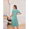image:imageEkouaer House Dresses for Women with Pockets Short Sleeve Moo Moos  Floral Print Mumu Dresses Crewneck Pleated Front Button Moomoo Dress Ruffled Hem Soft Sleepwear for Lounge SleepGreen Flower