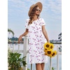 image:imageEkouaer House Dresses for Women with Pockets Short Sleeve Moo Moos  Floral Print Mumu Dresses Crewneck Pleated Front Button Moomoo Dress Ruffled Hem Soft Sleepwear for Lounge SleepPink Floral