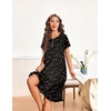 image:imageEkouaer House Dresses for Women with Pockets Short Sleeve Moo Moos  Floral Print Mumu Dresses Crewneck Pleated Front Button Moomoo Dress Ruffled Hem Soft Sleepwear for Lounge SleepBlack Butterfly Floral