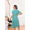 image:imageEkouaer House Dresses for Women with Pockets Short Sleeve Moo Moos  Floral Print Mumu Dresses Crewneck Pleated Front Button Moomoo Dress Ruffled Hem Soft Sleepwear for Lounge SleepGreen